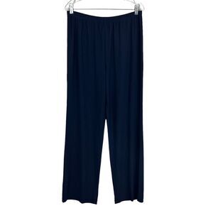 R & M Collection Womens Pants Wide Leg Stretch Elastic Waist Pull Up Navy Sz 14*